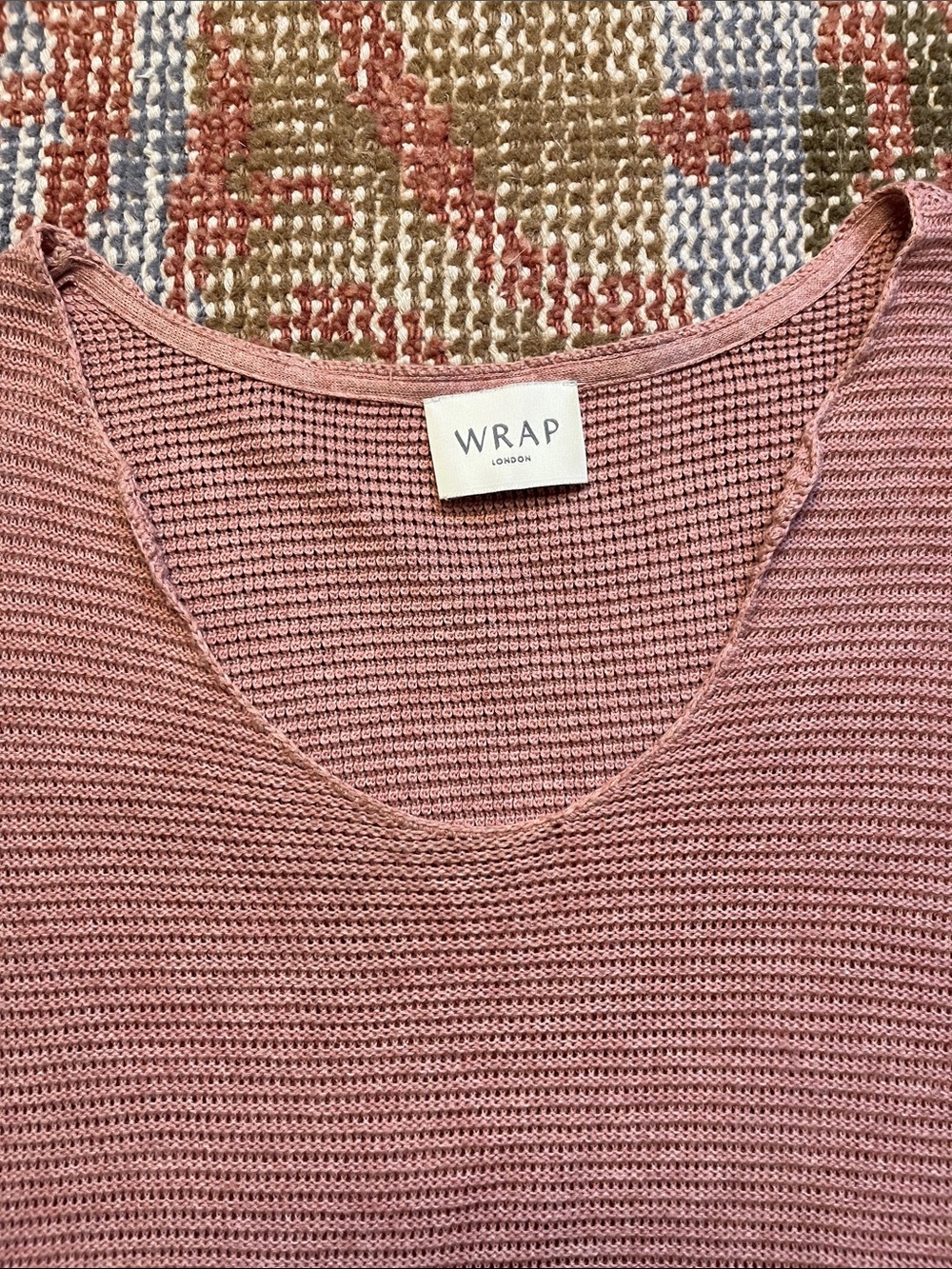 Wrap London Organic Cotton Sweater Size 4 Dusty Pink Knit Distinctive Neckline - Picture 3 of 8